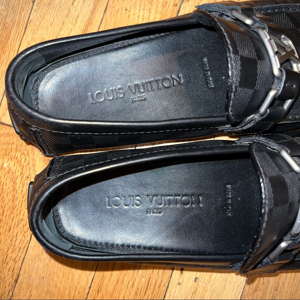 LOUIS VUITTON MENS LOAFERS LV LOGO INFINITE DAMIER SHOES - Picture 7 of 12